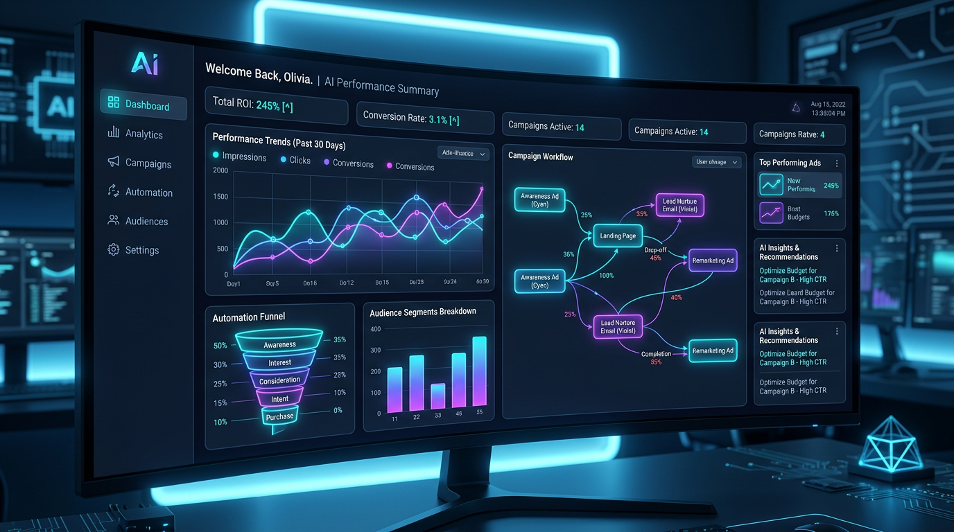 Pythogram AI marketing dashboard showing campaign and analytics workflows